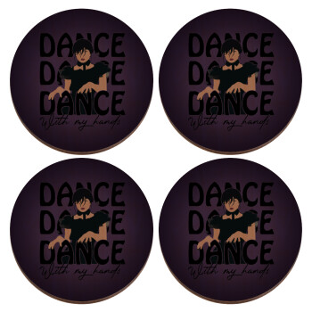 Wednesday dance dance dance, ΣΕΤ x4 Σουβέρ ξύλινα στρογγυλά plywood (9cm)