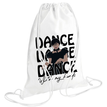 Wednesday dance dance dance, Backpack pouch GYMBAG white (28x40cm)