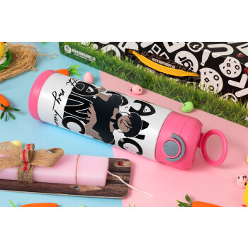 Wednesday dance dance dance, Easter candle, Childrens hot water bottle, stainless steel, with safety straw, PINK (500ml)