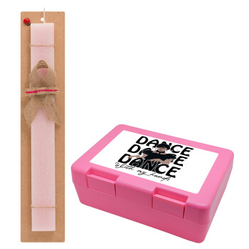 Wednesday dance dance dance, Easter Set, children's snack container PINK & scented flat Easter candle (30cm) (PINK)