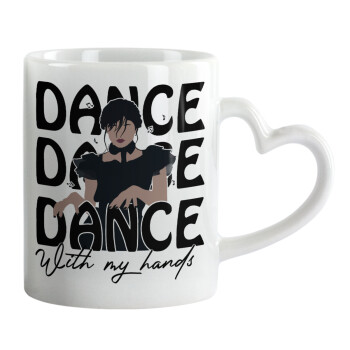 Wednesday dance dance dance, Mug heart handle, ceramic, 330ml