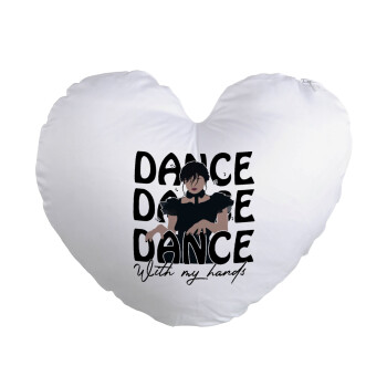 Wednesday dance dance dance, Μαξιλάρι καναπέ καρδιά 40x40cm περιέχεται το  γέμισμα