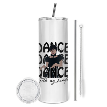 Wednesday dance dance dance, Eco friendly stainless steel tumbler 600ml, with metal straw & cleaning brush