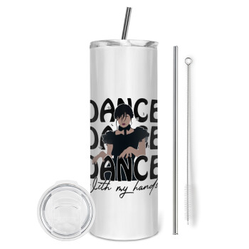 Wednesday dance dance dance, Tumbler stainless steel 600ml, with metal straw & cleaning brush
