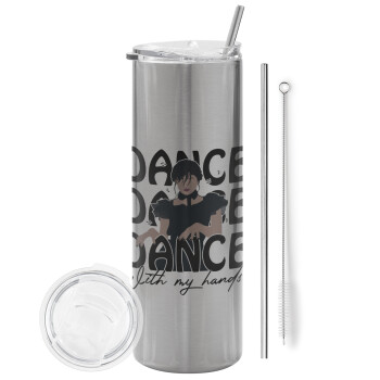 Wednesday dance dance dance, Tumbler stainless steel Silver 600ml, with metal straw & cleaning brush
