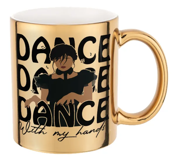 Wednesday dance dance dance — Mug ceramic, gold mirror, 330ml