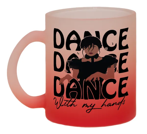 Wednesday dance dance dance — Two-tone glass mug with matte red base, 330ml