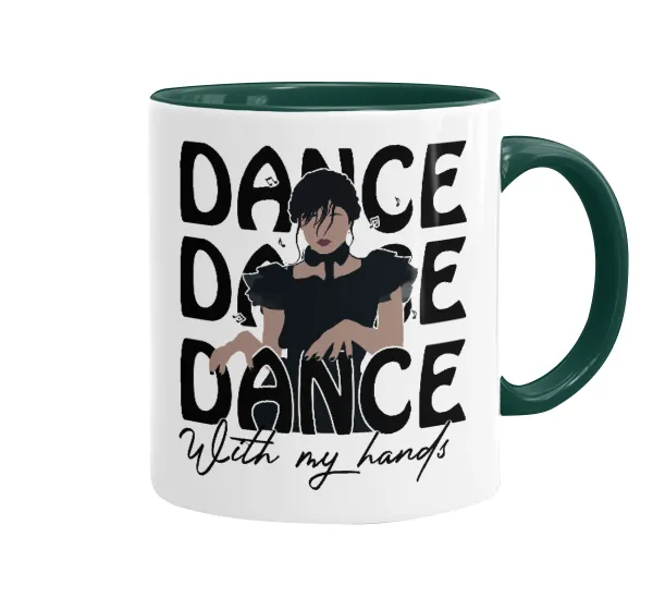 Wednesday dance dance dance — Κούπα χρωματιστή πράσινη, κεραμική, 330ml