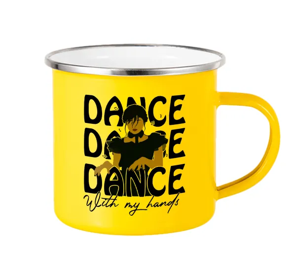 Wednesday dance dance dance — Yellow Enamel Metallic Cup 360ml