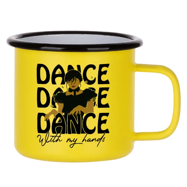 Wednesday dance dance dance — Κούπα Μεταλλική εμαγιέ ΜΑΤ Κίτρινη 360ml