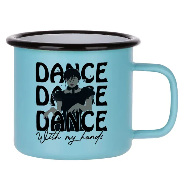 Wednesday dance dance dance — Κούπα Μεταλλική εμαγιέ ΜΑΤ σιέλ 360ml