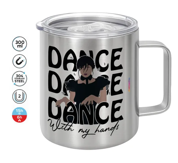 Wednesday dance dance dance — Double-walled stainless steel mug 300ml with temperature-retaining lid