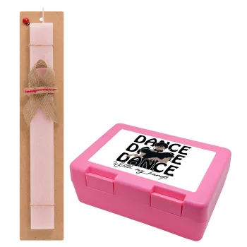 Wednesday dance dance dance, Easter Set, children's snack container PINK & scented flat Easter candle (30cm) (PINK)