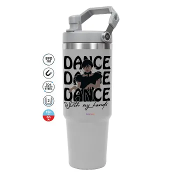 Wednesday dance dance dance, ΓΚΡΙ χρώματος Θερμός Ανοξείδωτο 890ml (30oz) με χερούλι