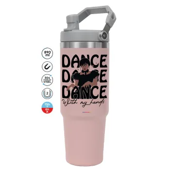 Wednesday dance dance dance, ΡΟΖ χρώματος Θερμός Ανοξείδωτο 890ml (30oz) με χερούλι