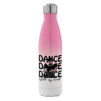 Wednesday dance dance dance, Metal mug thermos Pink/White (Stainless steel), double wall, 500ml
