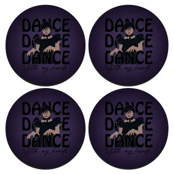 Wednesday dance dance dance, SET of 4 round wooden coasters (9cm)
