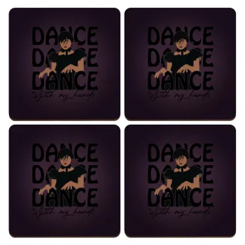 Wednesday dance dance dance, ΣΕΤ x4 Σουβέρ ξύλινα τετράγωνα plywood (9cm)