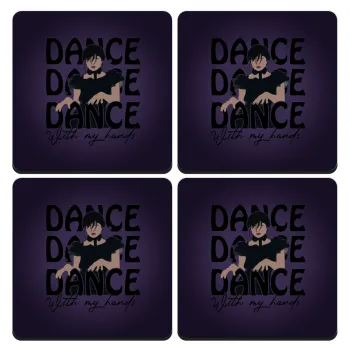 Wednesday dance dance dance, ΣΕΤ 4 Σουβέρ ξύλινα τετράγωνα (9cm)