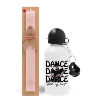 Wednesday dance dance dance, Easter Set, metallic aluminum bottle (500ml) & aromatic flat Easter candle (30cm) (PINK)