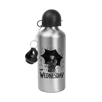 Wednesday Addams, Metallic water jug, Silver, aluminum 500ml