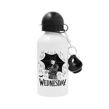 Wednesday Addams, Metal water bottle, White, aluminum 500ml