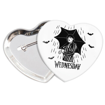 Wednesday Addams, Κονκάρδα παραμάνα καρδιά (57x52mm)