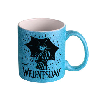 Wednesday Addams, Κούπα Σιέλ Glitter που γυαλίζει, κεραμική, 330ml