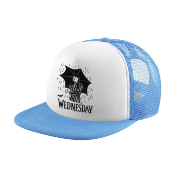 Wednesday Addams, Καπέλο Soft Trucker με Δίχτυ Γαλάζιο/Λευκό