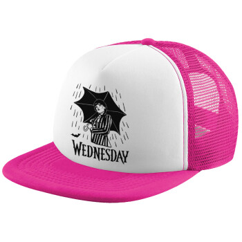 Wednesday Addams, Καπέλο Ενηλίκων Soft Trucker με Δίχτυ Pink/White (POLYESTER, ΕΝΗΛΙΚΩΝ, UNISEX, ONE SIZE)