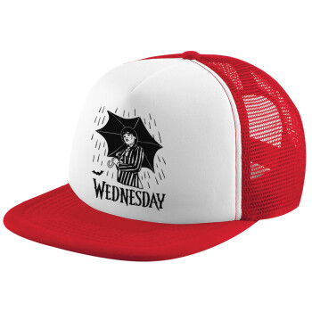 Wednesday Addams, Καπέλο Ενηλίκων Soft Trucker με Δίχτυ Red/White (POLYESTER, ΕΝΗΛΙΚΩΝ, UNISEX, ONE SIZE)