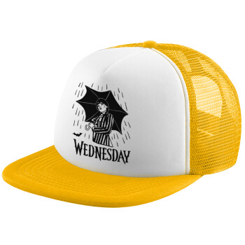 Wednesday Addams, Καπέλο παιδικό Soft Trucker με Δίχτυ Κίτρινο/White 
