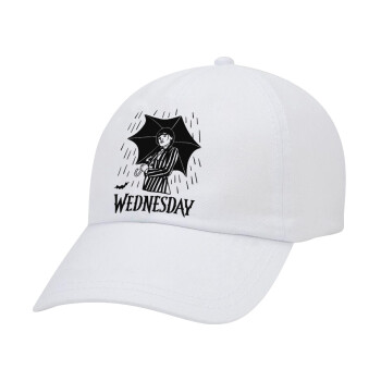 Wednesday Addams, Καπέλο ενηλίκων Jockey Λευκό (snapback, 5-φύλλο, unisex)