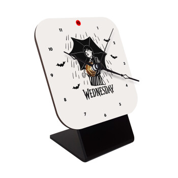 Wednesday Addams, Επιτραπέζιο ρολόι ξύλινο με δείκτες (10cm)