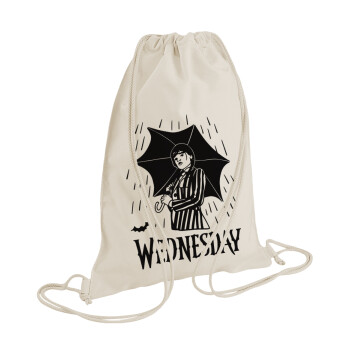Wednesday Addams, Τσάντα πλάτης πουγκί GYMBAG natural (28x40cm)