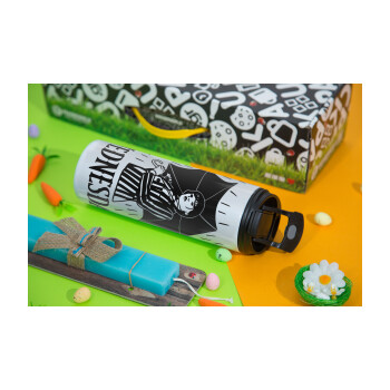 Wednesday Addams, Easter candle,Travel Tumbler 2 Lids, with metal straw & cleaning brush & aromatic flat candle (30cm) (BLUE)