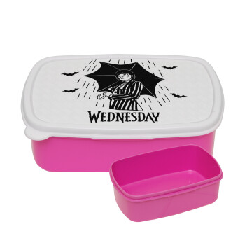 Wednesday Addams, ΡΟΖ παιδικό δοχείο φαγητού (lunchbox) πλαστικό (BPA-FREE) Lunch Βox M18 x Π13 x Υ6cm