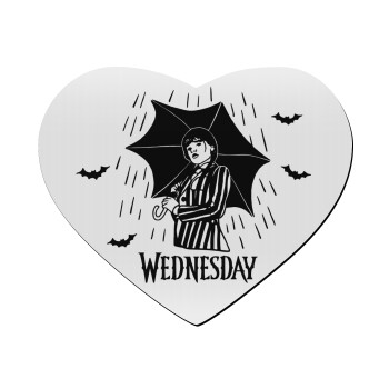 Wednesday Addams, Mousepad καρδιά 23x20cm