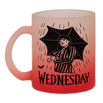 Wednesday Addams, Κούπα γυάλινη δίχρωμη με βάση το κόκκινο ματ, 330ml