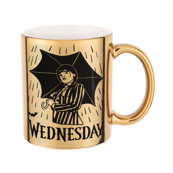 Wednesday Addams, Κούπα κεραμική, χρυσή καθρέπτης, 330ml