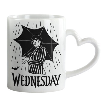 Wednesday Addams, Mug heart handle, ceramic, 330ml