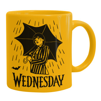 Wednesday Addams, Ceramic coffee mug yellow, 330ml (1pcs)