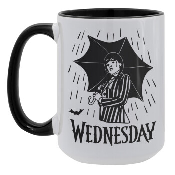 Wednesday Addams, Κούπα Mega 15oz, κεραμική Μαύρη, 450ml