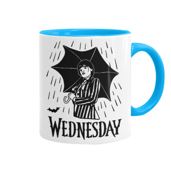 Wednesday Addams, Mug colored light blue, ceramic, 330ml