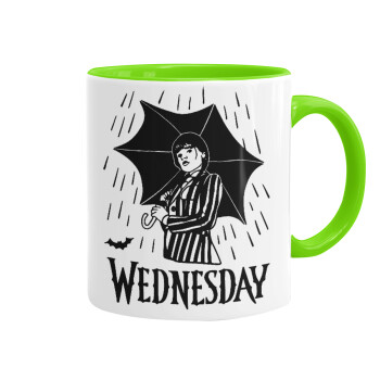 Wednesday Addams, Mug colored light green, ceramic, 330ml
