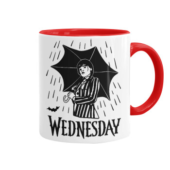 Wednesday Addams, Κούπα χρωματιστή κόκκινη, κεραμική, 330ml