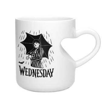 Wednesday Addams, Κούπα καρδιά λευκή, κεραμική, 330ml