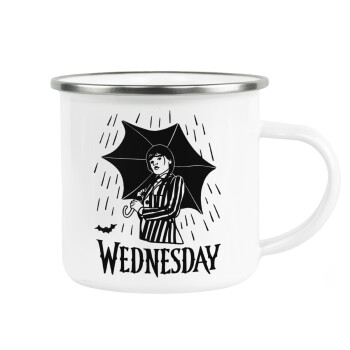 Wednesday Addams, Metallic enamel cup white 360ml