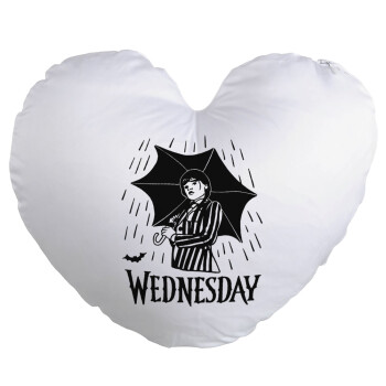 Wednesday Addams, Μαξιλάρι καναπέ καρδιά 40x40cm περιέχεται το  γέμισμα