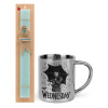 Easter Set, metallic thermal cup (300ml) & aromatic flat Easter candle (30cm) (TURQUOISE)